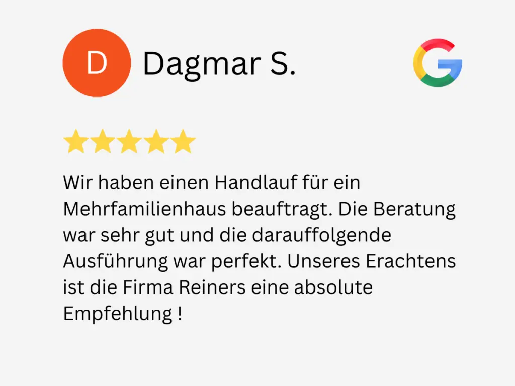 Google-Bewertung von Dagmar S. mit fünf Sternen