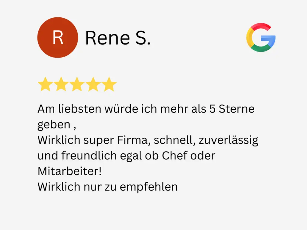 Google-Bewertung von Rene S. mit fünf Sternen
